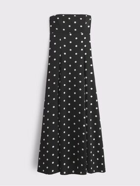 Abercrombie & Fitch Black and White Polka Dot Strapless Dress